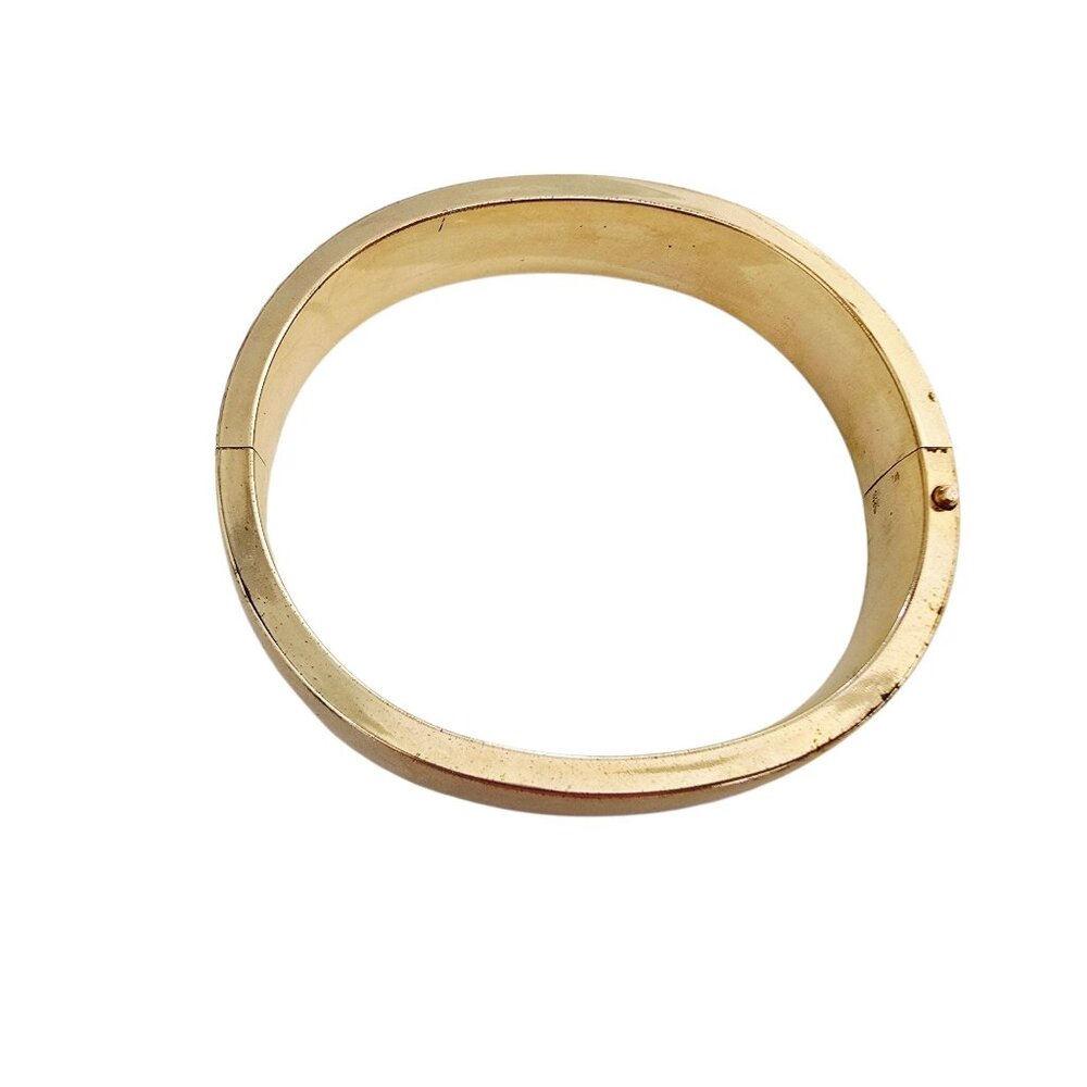 Vintage Matte Gold Initialed possibly MJS? Bangle Bracelet (GFBWC-5) - Picture 5 of 8